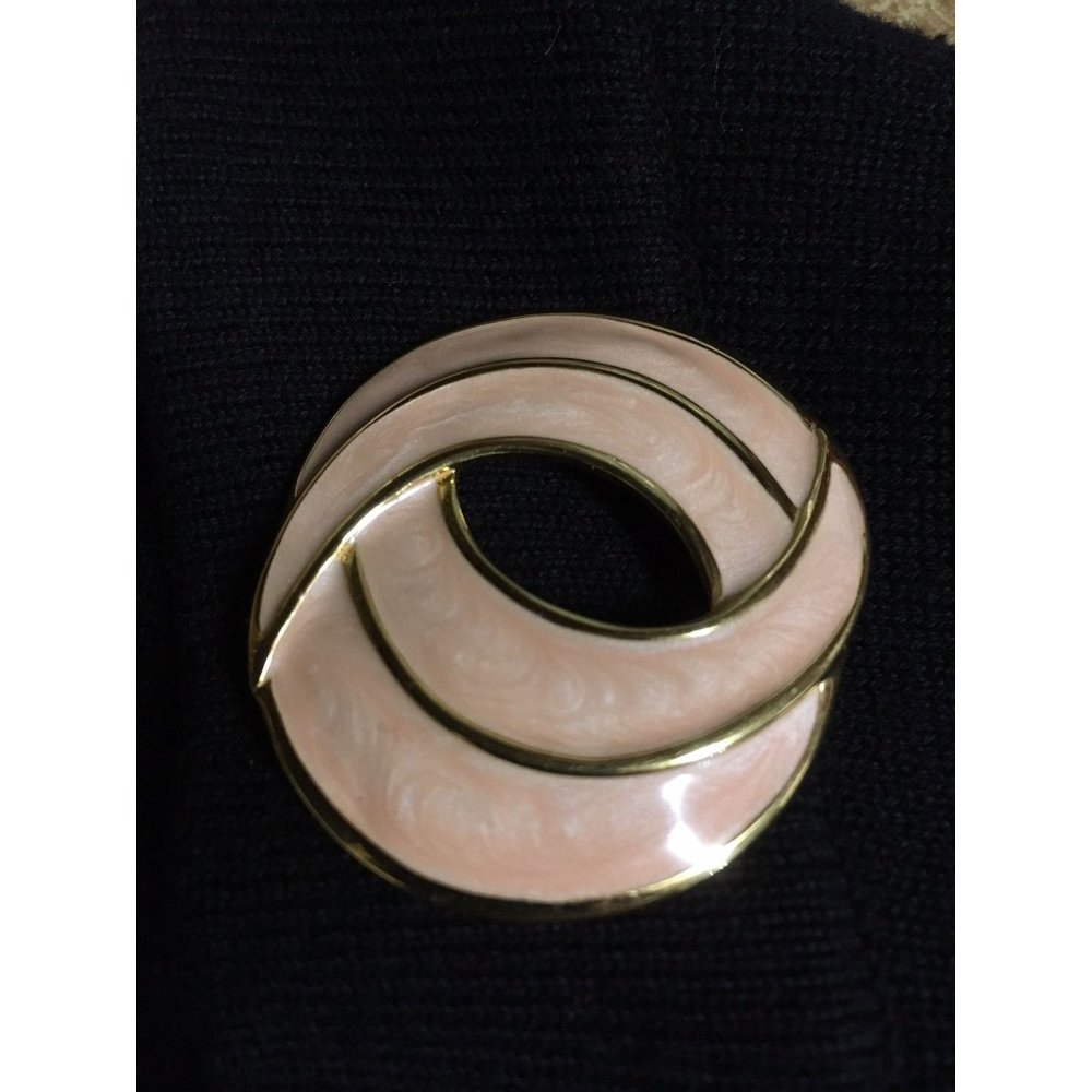 Vintage Napier Brooch Pin Enamel Blush Pink Abstract Modern Style